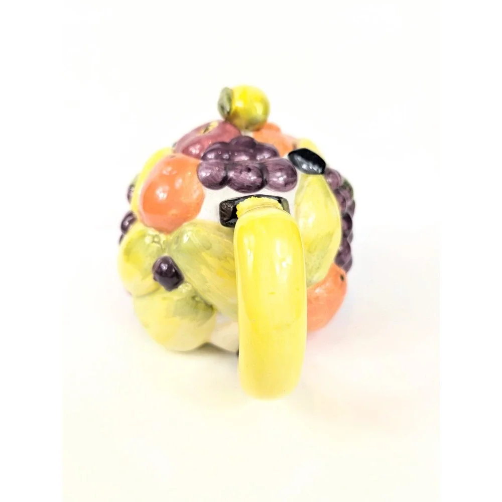 Fruit Cornacopia Tea Pot With Lemon Lid  Hand‎ & Banana Pot Handle Vintage